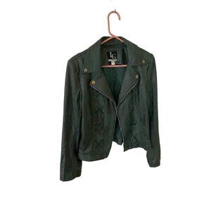 Lena Gabrielle Women's Green Faux Leather Open Front Blazer - 16